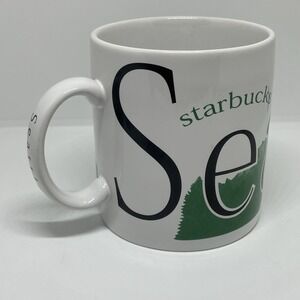 1994 STARBUCKS City Mug Seattle‎ Collector Series White Graphic Coffee Cup 18 oz